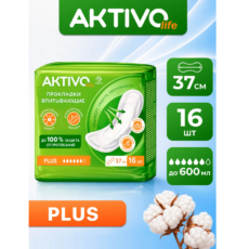 Прокладки женские впитывающие AKTIVO life Plus, 16 шт