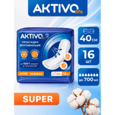 Прокладки женские впитывающие AKTIVO life Super, 16 шт