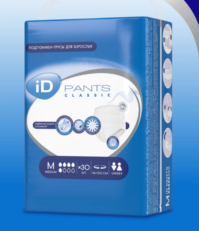 Подгузники-трусы iD PANTS CLASSIC, размер M, объем талии 65-100 см, 30 шт.